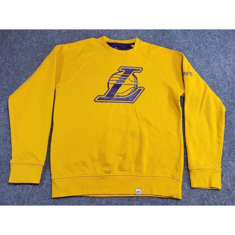 Majestic Los Angeles Lakers Purple & Gold Long Sleeve Sweatshirt Mens Size Small